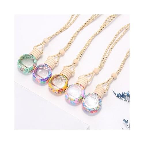 10pcs/lot 8ml mini screw print perfume bottle polymer clay empty small perfume refillable bottle Car Pendant Personalized Gift