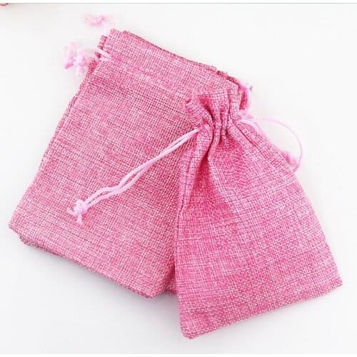 10pcs 15x20cm Pink Cute Jute Bag Drawstring burlap bags Gift Candy Beads Bags for Handmade Soap Storage/ Wedding Decor Bags