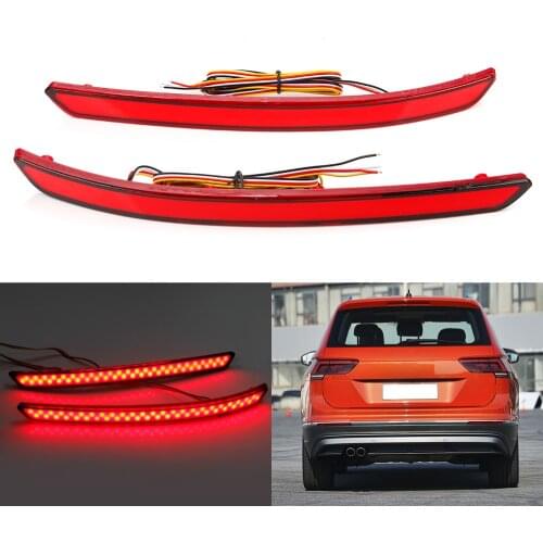 2PCS LED Rear Bumper Reflectors Light For VW Volkswagen Tiguan L SUV 2017-2020 Turn Signal Lamp Taillight Parking Warning Lights