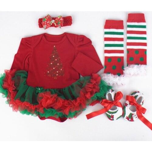 2016 Baby Christmas Tree Costumes Outfits Jumpsuit Bodysuit Tutu Set Party Dresses 4PCS Newborn Girls Clothes 2016 Toddler 059