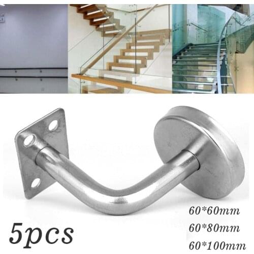 5pcs Handrail Brackets 201 Stainless Steel Wall Stair Hardware Solid L Type Solid Bracket Against Wall Stair Handrail