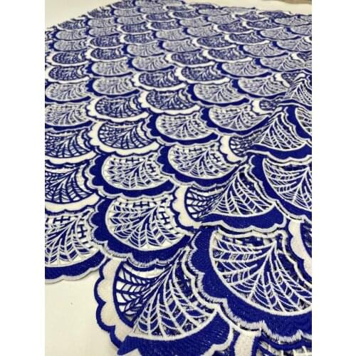 5yards/pc) Newest blue white African cord lace fabric two colors water soluble guipure lace soft for party dress WZZ022