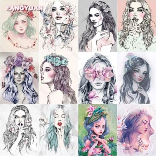 5D Diy Diamond Painting Hand Painted Illustration Girls Portrait Full Square Diamond Embroidery Cross Stitch Kits Home Decor