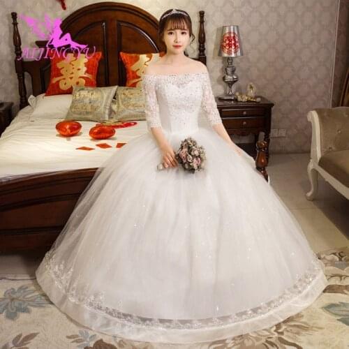 AIJINGYU 2021 sexy Customized new hot selling cheap ball gown lace up back formal bride dresses wedding dress WK599