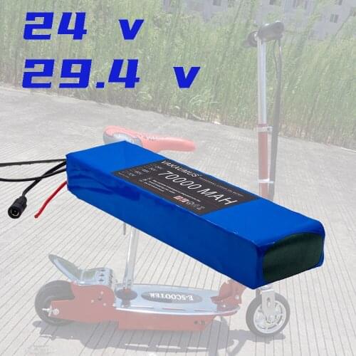 24V 70AH Large Capacity Battery Pack 7S4P 29.4V BMS Original Electric Bicycle Wheelchair Scooter Lithium Battery Pack + Charger