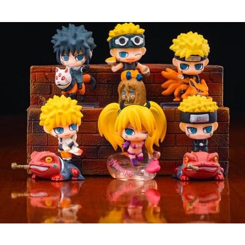 6pcs/set Anime Namikaze Minato Uchiha Sasuk Cute Mini PVC Action Figure Figurine 6cm Toy Model Statue New No Box