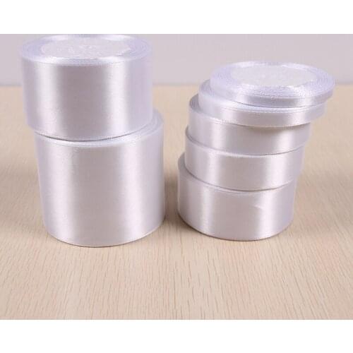25 yards/roll) White Single Face Satin Ribbon Wholesale Gift Wrapping Christmas ribbons 01