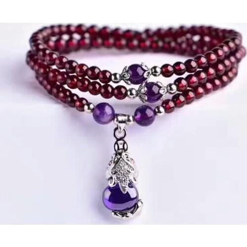 Wholesale Red Wine Natural Garnet Stone Bracelet Beads With Pi Xiu Brave troops Pendant Bracelets for Women Fashion Jewelry