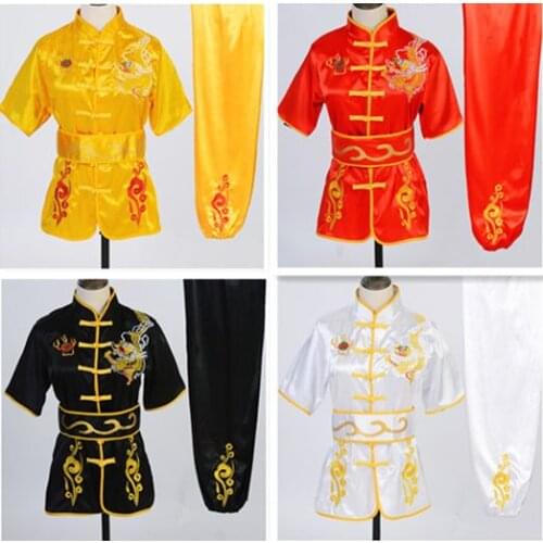 Kids embroidery dragon martial arts kung fu uniform children wushu clothing tai chi changquan competition suits blue/black