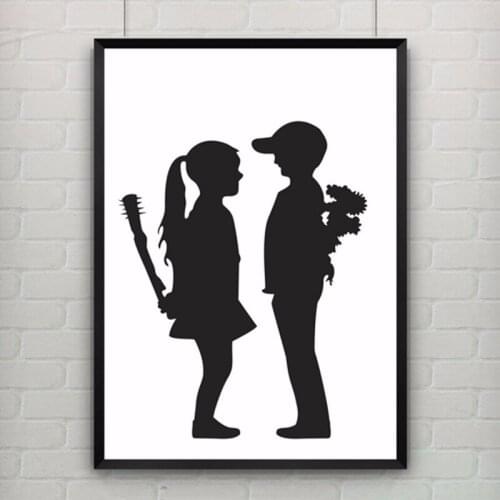 Girl With Balloon by Banksy Poster Canvas Art Cuadros Decoracion Canvas Painting Wall Picture Kids Room Nursery Decor, No Frame