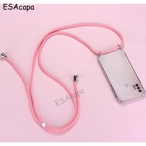 For Moto G50 G30 G10 G Stylus 2021 Crossbody Lanyard Cord Strap Case For Moto One 5G Ace shockproof Transparent Soft Phone Cover