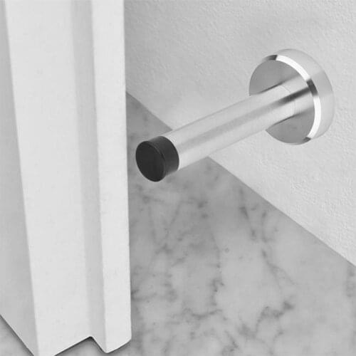 Door Stop Stopper Bumper Wall Mounted Protector Sound Dampening Stainless Steel Ubber Door Stopper Door Stop Bedroom Door Holder