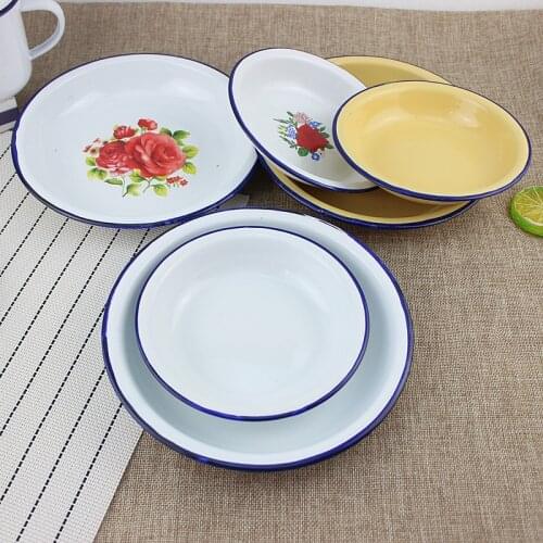 Enamel dishes, dishes, enamel dishes, nostalgic dishes, deep dishes