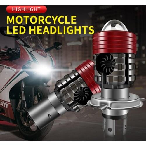 Motorcycle Headlights H4 BA20D Highlight LED Fog Lights High/Low Beam Motorbike 2 Colors Laser Projector Lens Headlamp 12V-24V