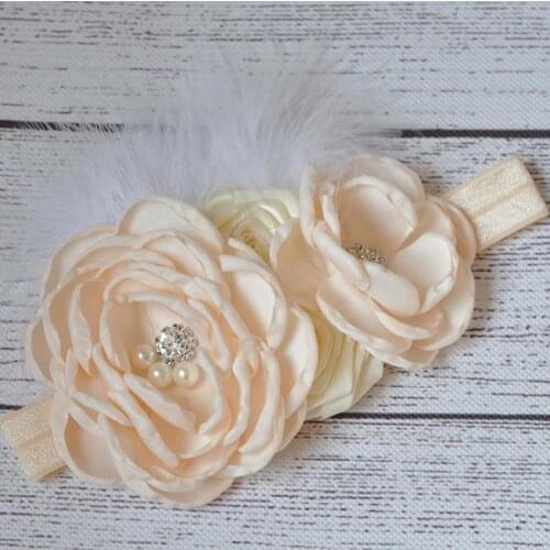 Artificial Flowers Headband for Baby Girls Lace Cotton Newborn Baby Photography Props Hairband Pearl Hair Accessories 2021 New