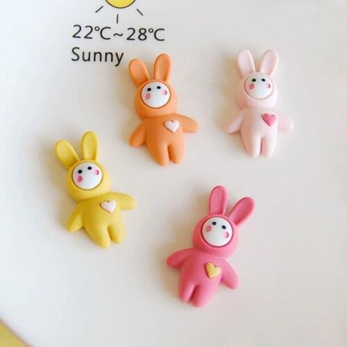 20Pcs Cute Rabbit Resin Cabochon Flatbacks Decoration Craft for Hair Bows Center Accessories DIY Embellishment Scrapbook 34*21mm