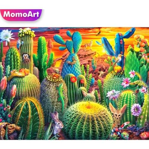MomoArt Diamond Painting Cactus Full Drill Square Diamond Mosaic Flower Rhinestones Embroidery Cross Stitch Sale Handmade Gift