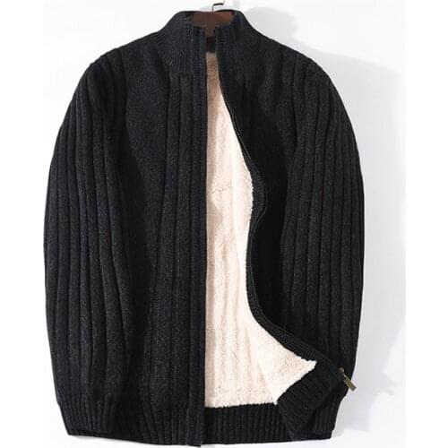 Large size M-6XL mens sweater thick polyester cotton cardigan to keep warm, large size 7XL knitted black 2021