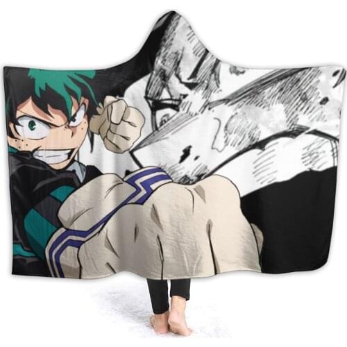 Soft warm flannel My Hero Hooded Blanket Anime Cartoon blankets for airplane travel Bedspread Wrap
