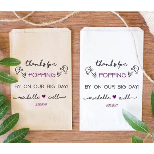 Custom thanks for popping Wedding popcorn candy Buffet lolly bags Bridal Shower Bakery Cookie desserts gift Favors packets