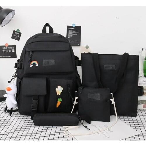 4 Piece Sets Backpacks Casual School Bags For Teenage Girls Women Backpack Fashion Laptop School Backpacks Kawaii Shoulder Bags