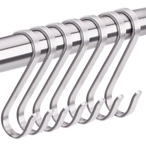 Stainless Steel Thickened Flat S Shaped Hooks Hanger Kitchen Bathroom Storage Rack Clothes Storage Rack Tool Kitchen Tools