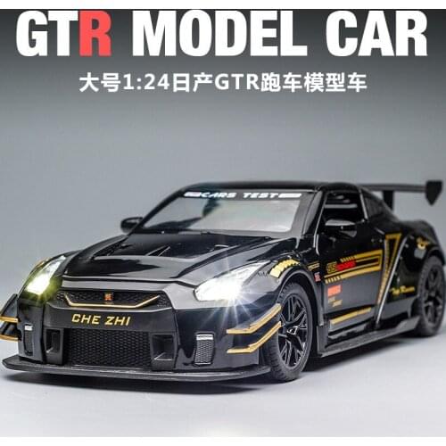 New Simulation 1:24 Nissan GTR Alloy Car Model Sound and Light Return Force Boy Car Model Childrens Toy Christmas Gifts
