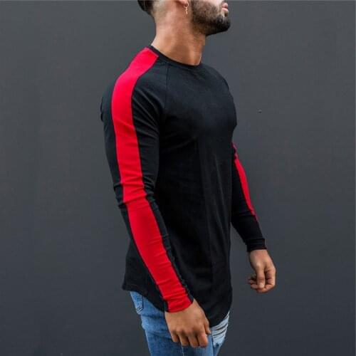 New Fashion T-Shirt Men 2021 Spring Autumn Long Sleeve O-Neck T Shirt Men Brand Clothing Patchwork Cotton Solid Tee Tops