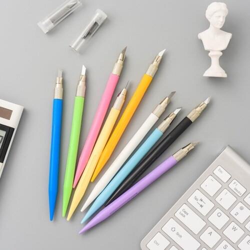 11 Colors Rubber Stamp Engraving Knife Pen Wood Crafts DIY Tool Carving Blade Photo Paper Cutting Cutter Office School Supplies