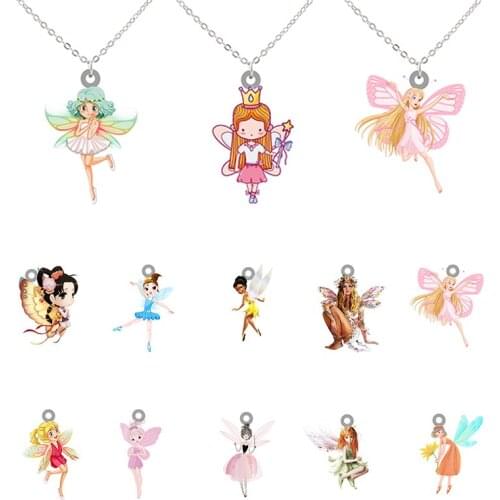 Disney Bright Angel Spirits Anime Cartoon Necklace Pendant Chain Necklace Gifts Girls Women Epoxy Resin Fashion Jewelry XDS907