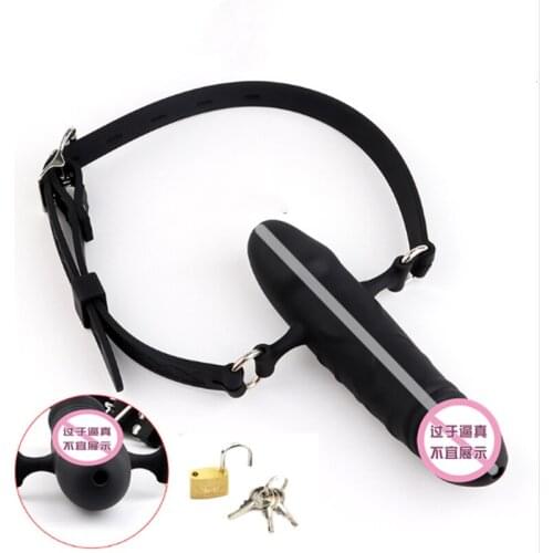 Full Silicone Double-Ended Open Mouth Gag Dildo Oral Fixation Strap On Slave Sex Toys Penis Plug Harness Bdsm Bondage For Women