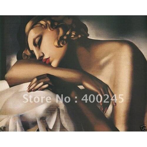 Abstract Oil painting Woman modern art DORMEUSE TAMARA DE LEMPICKA REST Portrait Painting Nude Canvas home decor Hand painted