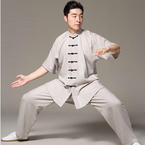 Short Sleeve Chinese Traditional Tai Chi Uniforms Kung Fu Clothing Martial Art Wear Unisex Shirt And Pant