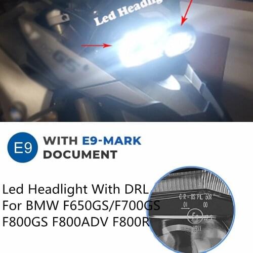 High/Low beam led headlight with Angel Eye DRL Assembly Kit and Replacement Headlight For BMW F650GS/F700GS/F800GS F800 GSA
