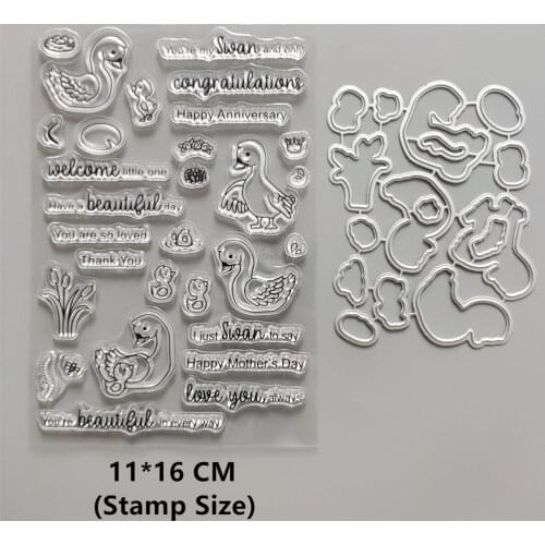 2021 New Swan Flowers Clear Stamps and Metal Cutting Dies DIY Scrapbooking Embossing Album Seal Template Punch Stencils