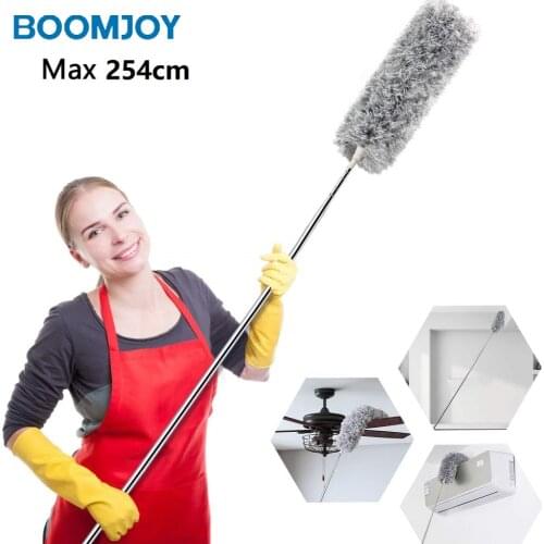 BOOMJOY Microfiber Duster with 254cm Extendable Long Handle 180 Degree Rotating Head for Car Home Kitchen Office Cleaning