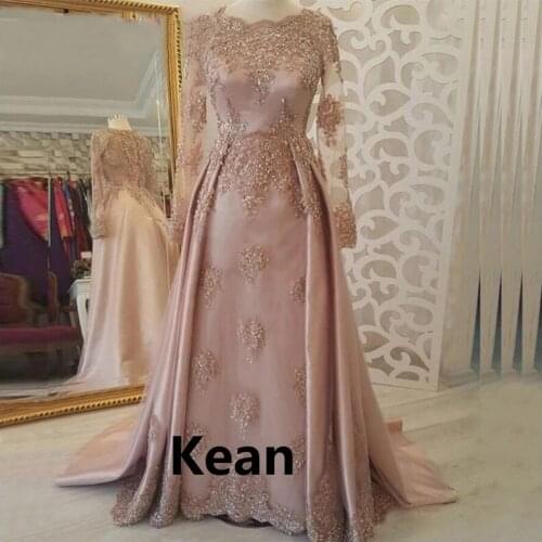 Vintage Muslim Evening Dress Long Sleeve Floor Length Dubai Arabic Saudi Arabian Prom Dress Custom Made Plus