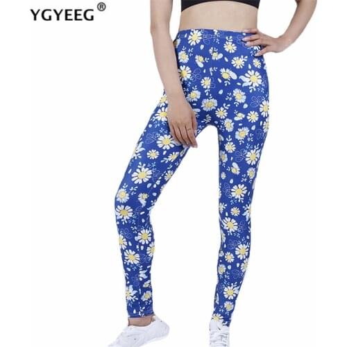YGYEEG Fitness Yoga Pants Womens High Waist Leggings Push Up Elastic Sport Chrysanthemum Pattern Printing Bottom New Clothing