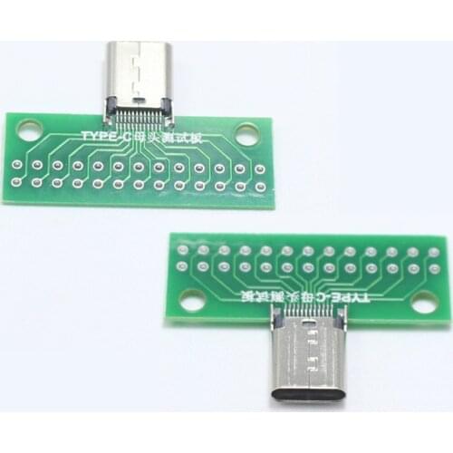 1pcs USB 3.1 Type C Connector 24 Pin Female Socket receptacle adapter to solder wire & cable 24P PCB Board