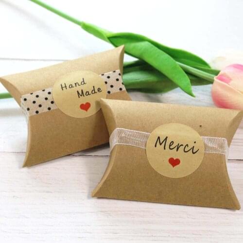 102pcs Kraft Seal Sticker Thank You Merci Round Handmade Self Adhesive Paper Label Baking Stickers Cookie Gift Candy Box Decor