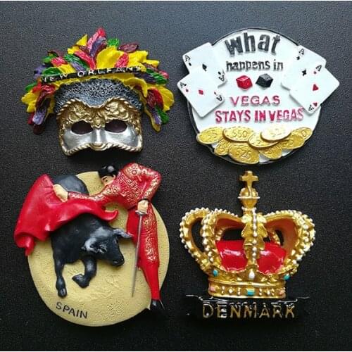 3D NordicTourism New Orleans Las Vegas New Denmark Spain Resin Stereo Refrigerator Stickers
