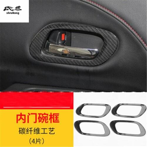 4pcs/lot ABS Carbon fiber grain Interior door shake handshandle bowl decoration cover for 2015-2018 HONDA HR-V HRV