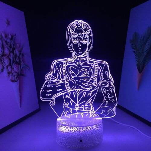 Animation Peripherals 3D Night Light 7 Color Changes With Remote Control Visual Illusion White Cracked Base USB Charging Lamp