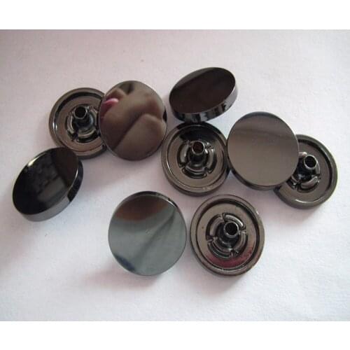 Free shipping 15mm zinc alloy surface button plating black nickel snap button for fashion women down coat brass 100pcs