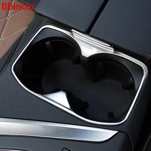Bbincar Stainless Steel Center Console Front Water Cup Holder Car Interior Cover Trim 1piece/Set For Peugeot 3008 GT 2017 2018