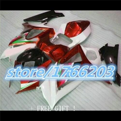 Hot sales red white ABS Fairing Kit Fit For SUZUKI GSXR1000 2007-2008for SUZUKI GSXR1000 07 08 fairings