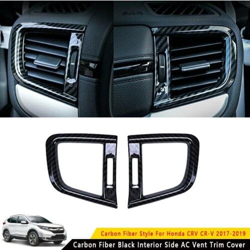 For Honda CRV CR-V 2017 2018 2019 2020 2021 2PCS Interior Side AC Vent Trim Cover Carbon Fiber Style
