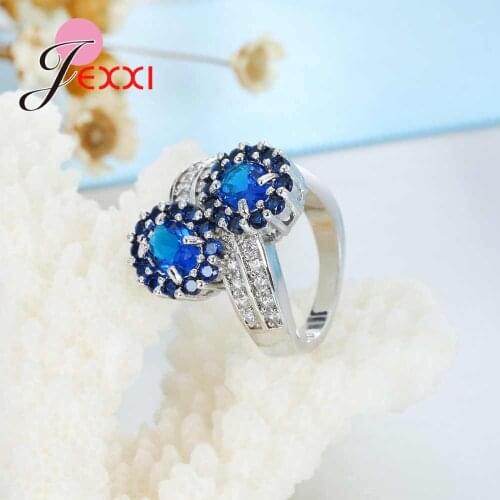Geometric Design Women 925 Sterling Silver Rings For Wedding Engagement Accessory Fashion Bands Style Cubic Zirconia Ring