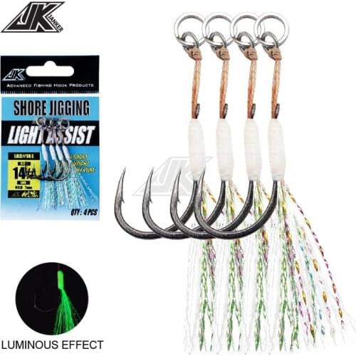 JK 13# 14# 15# Micro Assist Hook Jig Stainless Steel Jigging Spoon Fishing Hooks For light jigging Saltwater Hook
