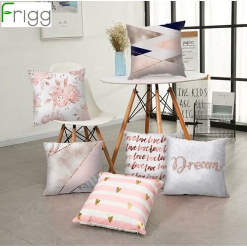 Frigg Geometric Peach Rose Pink Cashmere Cushion Cover Decorative Pillow Case Birthday Party Decoration Wedding Supplies Home
